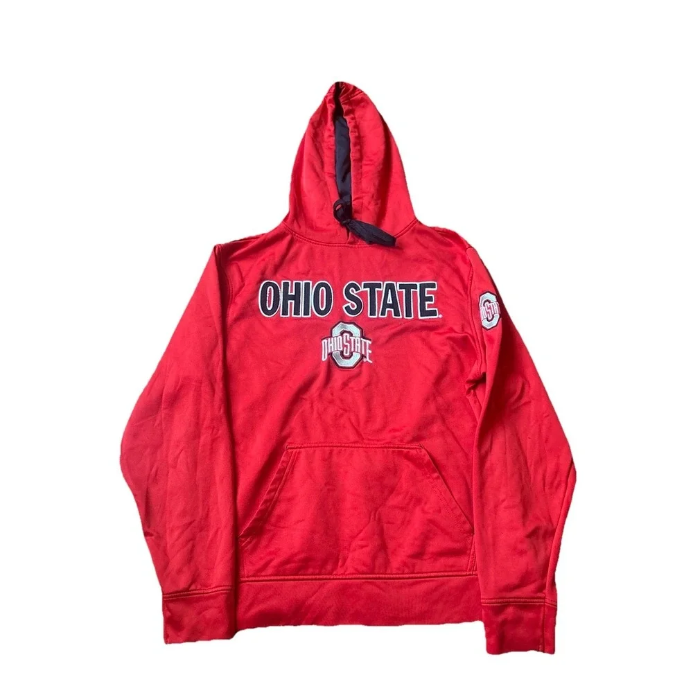 Ohio State University Buckeyes Hoodie Embroidered Red Drawstrings Mens Sz Medium
